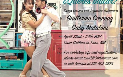 Tango Workshop here at Casa Gallina April 22-24 2017